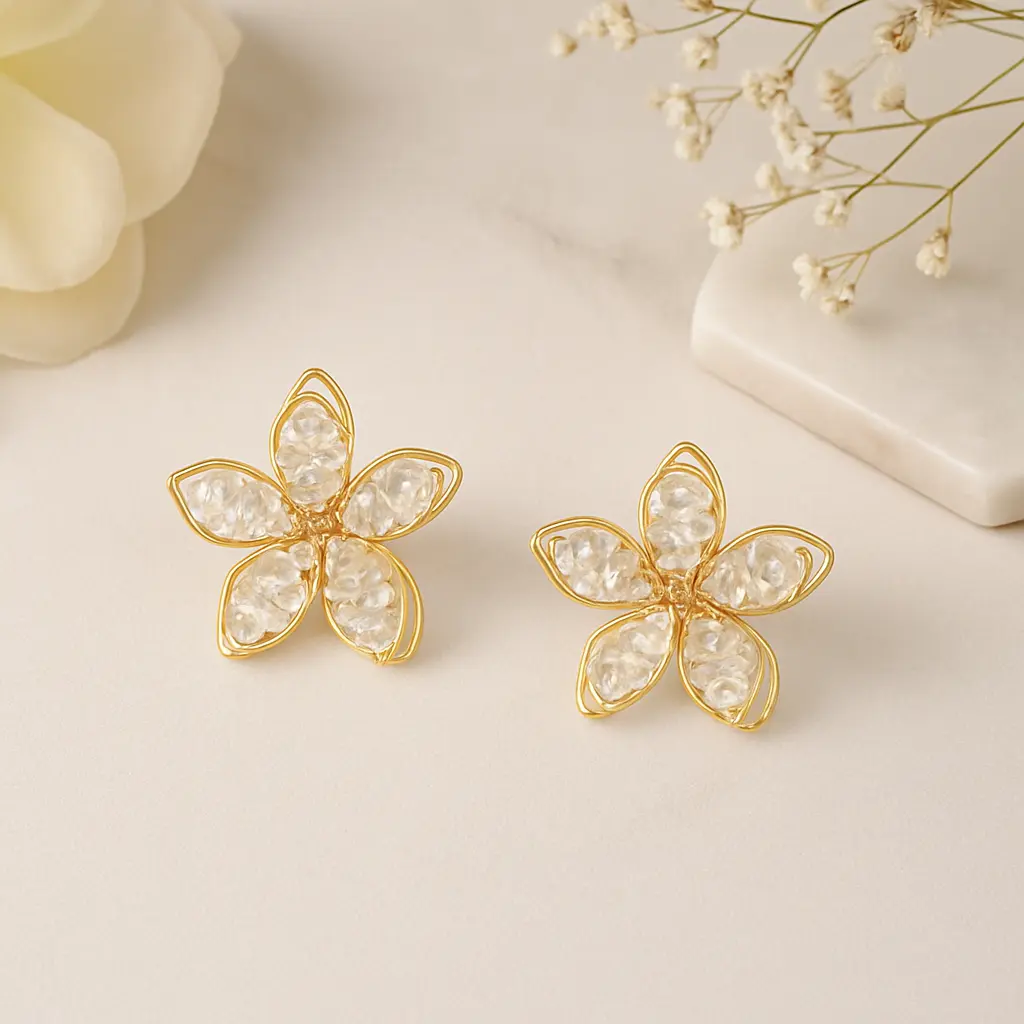 flower earing , Golden flower earing