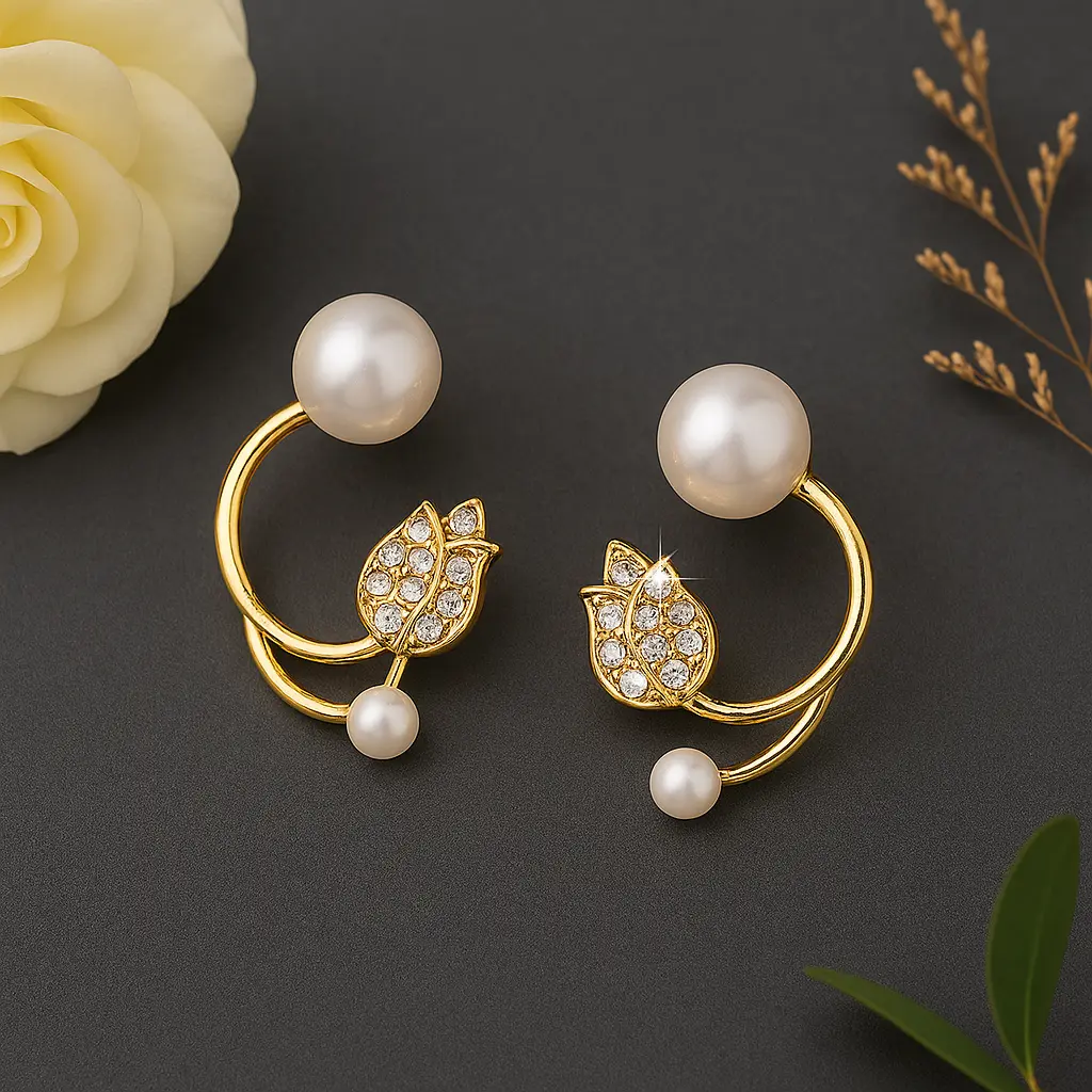 Tulip Earing , Tulip earing with pearl