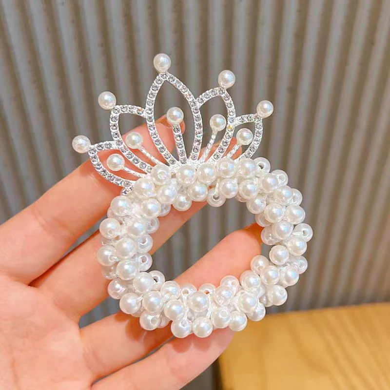 Royal Pearl Crown Rubber Scrunchie