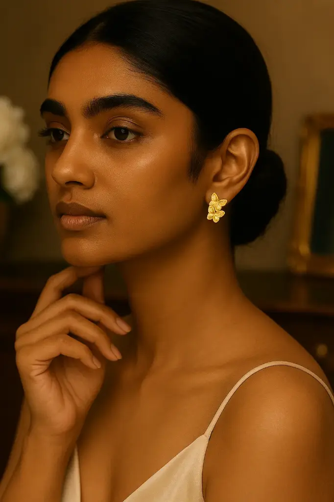 Golden Twin Wings Earings