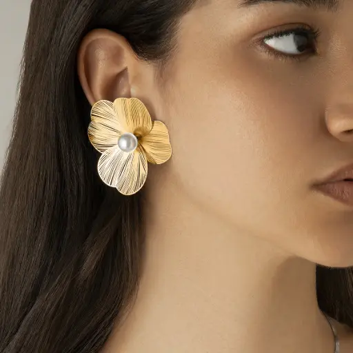 Golden Petal Earings