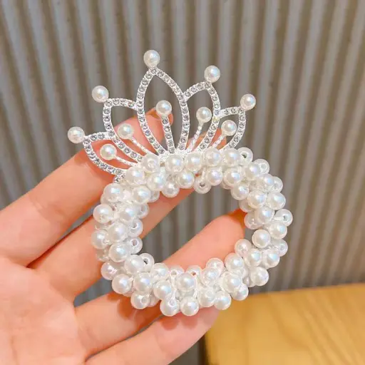 Royal Pearl Crown Rubber Scrunchie